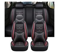 OUVECR Fundas Asientos Coche para Captur para Logan para Kadjar para Trafic escénico Todos los Modelos Funda Universal de Cuero para Asiento Coche(Black Red Pillow)
