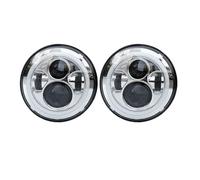 OUVECR Lámpara Coche Montaje Para Land Para Rover Para Defender 90 2 Faros Delanteros LED De 7 Pulgadas H4 Hi-Lo Con Halo Angel Eyes(45w halo light silve)