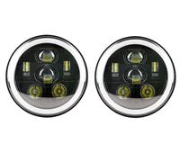 OUVECR Lámpara Coche Montaje Para Land Para Rover Para Defender 90 2 Faros Delanteros LED De 7 Pulgadas H4 Hi-Lo Con Halo Angel Eyes(70w black)