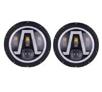 OUVECR Lámpara Coche Montaje Para Land Para Rover Para Defender 90 2 Faros Delanteros LED De 7 Pulgadas H4 Hi-Lo Con Halo Angel Eyes(Section D)