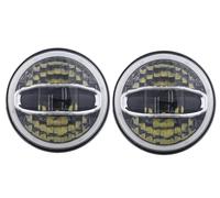 OUVECR Lámpara Coche Montaje Para Land Para Rover Para Defender 90 2 Faros Delanteros LED De 7 Pulgadas H4 Hi-Lo Con Halo Angel Eyes(Section G)
