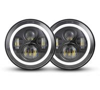 OUVECR Lámpara Coche Montaje Para Land Para Rover Para Defender 90 2 Faros Delanteros LED De 7 Pulgadas H4 Hi-Lo Con Halo Angel Eyes(45w halo light black)