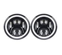 OUVECR Lámpara Coche Montaje Para Land Para Rover Para Defender 90 2 Faros Delanteros LED De 7 Pulgadas H4 Hi-Lo Con Halo Angel Eyes(60w halo light black)