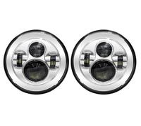 OUVECR Lámpara Coche Montaje Para Land Para Rover Para Defender 90 2 Faros Delanteros LED De 7 Pulgadas H4 Hi-Lo Con Halo Angel Eyes(40w chrome)