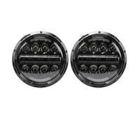 OUVECR Lámpara Coche Montaje Para Land Para Rover Para Defender 90 2 Faros Delanteros LED De 7 Pulgadas H4 Hi-Lo Con Halo Angel Eyes(80w black)