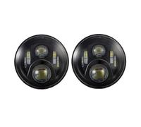 OUVECR Lámpara Coche Montaje Para Land Para Rover Para Defender 90 2 Faros Delanteros LED De 7 Pulgadas H4 Hi-Lo Con Halo Angel Eyes(50w black)