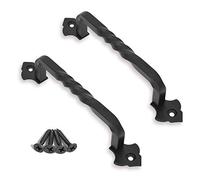 Ouvin 2 tiradores de puerta de granero para puerta de jardín, cobertizo, puerta de armario, color negro