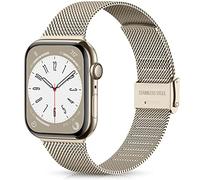 Ouwegaga Compatible con Apple Watch Correa 38mm 40mm 41mm 42mm 44mm 45mm, Correa de Metal de Acero Inoxidable Compatible con iWatch Series 9 8 7 6 5 4 3 2 1 SE Ultra 2, 38mm/40mm/41mm Oro Vintage