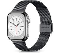 Ouwegaga Correa Compatible con Apple Watch Correa 38mm 40mm 41mm 42mm 44mm 45mm 49mm,Correa de Metal de Acero Inoxidable Compatible con iWatch Series 8 7 6 5 4 3 2 1/SE Ultra,42mm/44mm/45mm/49mm Negro