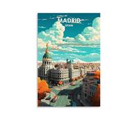 ouweri Lienzo decorativo para pared, diseño vintage de Madrid España, 30 x 45 cm