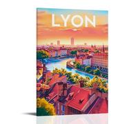 ouweri Lyon France - Póster de viaje vintage para habitación, arte estético para pared, decoración moderna del hogar, 30 x 45 cm