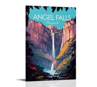 ouweri Póster de viaje vintage de Angel Falls Venezuela, arte de pared, impresiones para dormitorio, decoración del hogar, lienzo para colgar, 40 x 60 cm