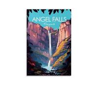 ouweri Póster de viaje vintage de Angel Falls Venezuela para pared, lienzo, sala de estar, dormitorio, decoración de obras de arte, 30 x 45 cm