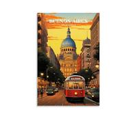 ouweri Póster de viaje vintage de Buenos Aires Argentina, impresión artística para pared, lienzo, obras de arte, idea estética, 20 x 30 cm