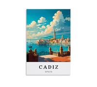 ouweri Póster de viaje vintage de Cádiz España, impresión fotográfica, lienzo decorativo para el hogar, dormitorio, decoración moderna, 40 x 60 cm