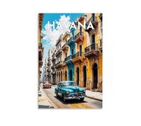 ouweri Póster de viaje vintage de La Habana Cuba, lienzo para pared, cuadros fotográficos, decoración de habitación, decoración del hogar, 20 x 30 cm