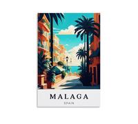 ouweri Póster de viaje vintage de Málaga, España, lienzo, decoración de pared, foto para el hogar, decoración moderna, 50 x 75 cm