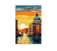 ouweri Póster de viaje vintage de Venecia, Italia, 4 lienzos y arte de pared, decoración moderna para dormitorio familiar, 30 x 45 cm