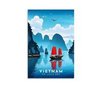 ouweri Póster de viaje vintage de Vietnam Ha LOng Bay - Lienzo decorativo para pared, sala de estar, dormitorio, pintura de 20 x 30 cm