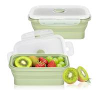 Ouxayapl 1 unidad de fiambrera plegable, 550ML de latas plegables con tapa, fiambrera plegable, caja bento, fiambrera plegable, juego de contenedores de alimentos de silicona, apto para microondas y