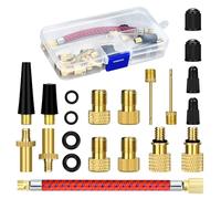 Ouxayapl Adaptador Válvula Bicicleta, 21 Piezas Adaptador Presta Schrader DV SV AV, Adaptador para Bomba de Aire y Compresor, Aguja (A)