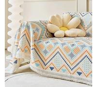 ouxei 2024 New Waffle Couch Cover Boho Sofa Cover For 2 3 4 Cushion Couch Non-Slip Washable Sectional Couch Cover For All Seasons Furniture Protector Sofa Slipcover with Tassel,(Green,180 * 340CM)