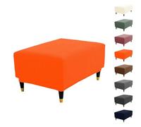 ouxei Fundas Elásticas A Cuadros para Otomanas: Fundas Cuadradas O Rectangulares Lavables para Guardar Objetos.(Orange,Aqua M)