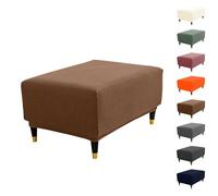 ouxei Fundas Elásticas A Cuadros para Otomanas: Fundas Cuadradas O Rectangulares Lavables para Guardar Objetos.(Curry,Aqua L)