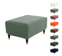 ouxei Fundas Elásticas A Cuadros para Otomanas: Fundas Cuadradas O Rectangulares Lavables para Guardar Objetos.(Green,RECT XS)