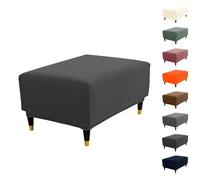 ouxei Fundas Elásticas A Cuadros para Otomanas: Fundas Cuadradas O Rectangulares Lavables para Guardar Objetos.(Dgray,Aqua M)