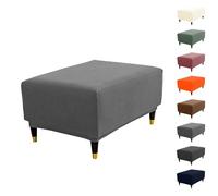 ouxei Fundas Elásticas A Cuadros para Otomanas: Fundas Cuadradas O Rectangulares Lavables para Guardar Objetos.(Grey,RECT L)