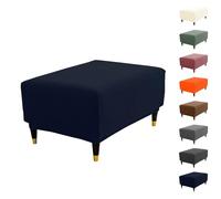 ouxei Fundas Elásticas A Cuadros para Otomanas: Fundas Cuadradas O Rectangulares Lavables para Guardar Objetos.(Dblue,RECT L)