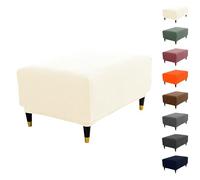 ouxei Fundas Elásticas A Cuadros para Otomanas: Fundas Cuadradas O Rectangulares Lavables para Guardar Objetos.(White,RECT L)