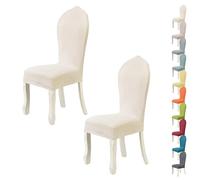 ouxei Round Back Dining Chair Slipcover Stretch Curved Back Chair Cover Set of 2 4 6 Elastic Washable Chair Protector Cover High Back Chair Slipcover For Kitchen Restaurant Banquet,(A 2pcs)