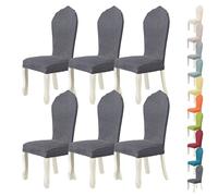 ouxei Round Back Dining Chair Slipcover Stretch Curved Back Chair Cover Set of 2 4 6 Elastic Washable Chair Protector Cover High Back Chair Slipcover For Kitchen Restaurant Banquet,(J 6pcs)