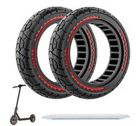 OUXI Neumáticos Off Road de Caucho Macizo 10X2.125 para Scooter Eléctrico Ninebot F20/F30/F40/F65 - Delantero/Trasero Tubeless 10 Pulgadas (Rojo 2pcs)