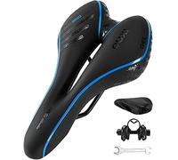 OUXI Sillín de Bicicleta cómodo de Gel para Bicicleta de Espuma viscoelástica, con Doble absorción de Golpes, Impermeable, para Bicicleta de montaña, Bicicleta de Carretera, Hombres y Mujeres (Azul)