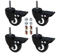 OuYi - 4 ruedas giratorias de 2 pulgadas con bloqueo de freno, rueda de vástago M8 x 25, ruedas de goma de poliuretano resistentes, tuercas incluidas, OeCaster50_825