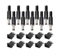 OUYNIEI 10 conectores de alimentación CC 5, mm x 2,1 (hembra/macho) for montaje en panel(10pairs DC005,2.1mm)