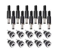 OUYNIEI 10 conectores de alimentación CC 5, mm x 2,1 (hembra/macho) for montaje en panel(10pairs DC022B,2.5mm)