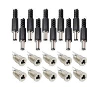 OUYNIEI 10 conectores de alimentación CC 5, mm x 2,1 (hembra/macho) for montaje en panel(10pairs DC099,2.5mm)