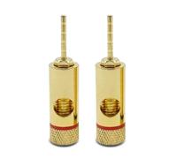 OUYNIEI 2 conectores banana chapados en oro de mm con bloqueo tornillo, adaptador for altavoz HiFi, amplificador audio, conector sin soldadura for cableado(Red)