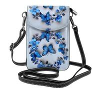 Ouyniei Bolso cruzado pequeño con estampado de mariposas azules para teléfono celular, monedero, monedero, monedero, múltiples bolsillos