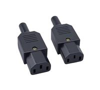 OUYNIEI Conector de cable recto IEC 16 A y 250 V, conector hembra macho C13 C14, alimentación reutilizable, toma CA 3 pines, enchufe industrial BK(Female,2 pcs)