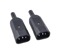 OUYNIEI Conector de cable recto IEC 16 A y 250 V, conector hembra macho C13 C14, alimentación reutilizable, toma CA 3 pines, enchufe industrial BK(Male,4 PCS)