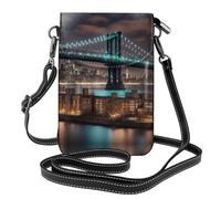 Ouyniei New York Manhattan Bridge Night Print - Bolso cruzado pequeño para teléfono celular, monedero, monedero, monedero, múltiples bolsillos