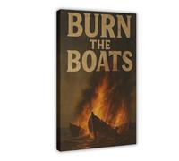 Ouyniei Póster de lienzo con citas inspiradoras de The Burning Ship, gimnasio y oficina, decoración de dormitorio, paisaje, oficina, habitación, regalo, 50 x 75 cm