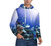 Ouyniei Shark Swimming Under The Sea - Sudadera con capucha para hombre, abrigo cálido, manga larga, Negro, M