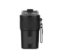Ouyniei Vaso térmico de acero inoxidable for café, taza de viaje portátil con asa, a prueba de fugas, antideslizante, 500 ml/400 ml(Black)