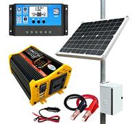 oUyOo Kit De Panel Solar, Sistema De Energía Solar con Inversor De Energía De 4000 W Y Paneles, Sistema De Energía Solar Completo con Batería E Inversor para Casa, Cobertizo, Granja, Barcos RV